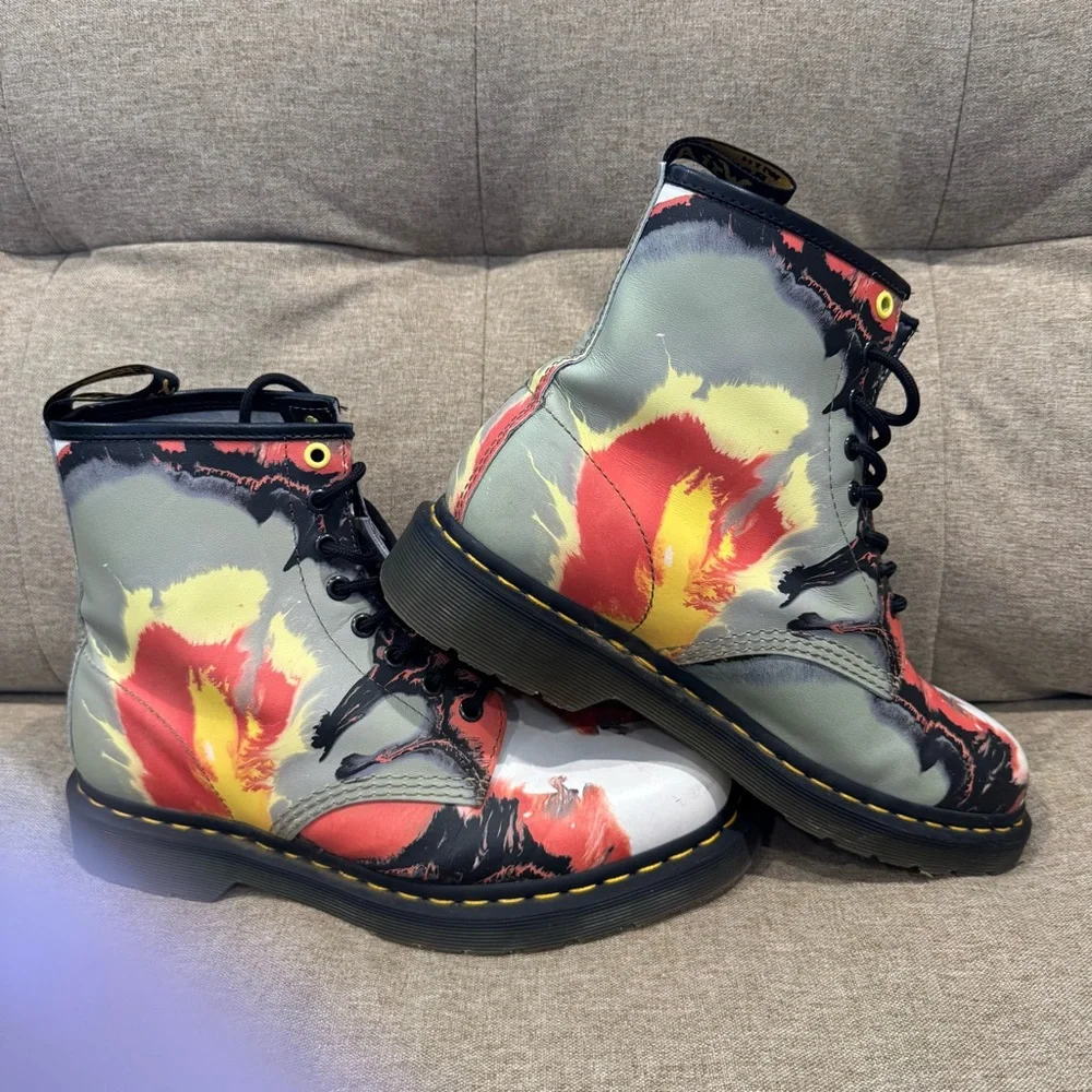Dr Martens 1460 Tate ‘Volcanic Flare’ Leather Lace Up Boots Size 10